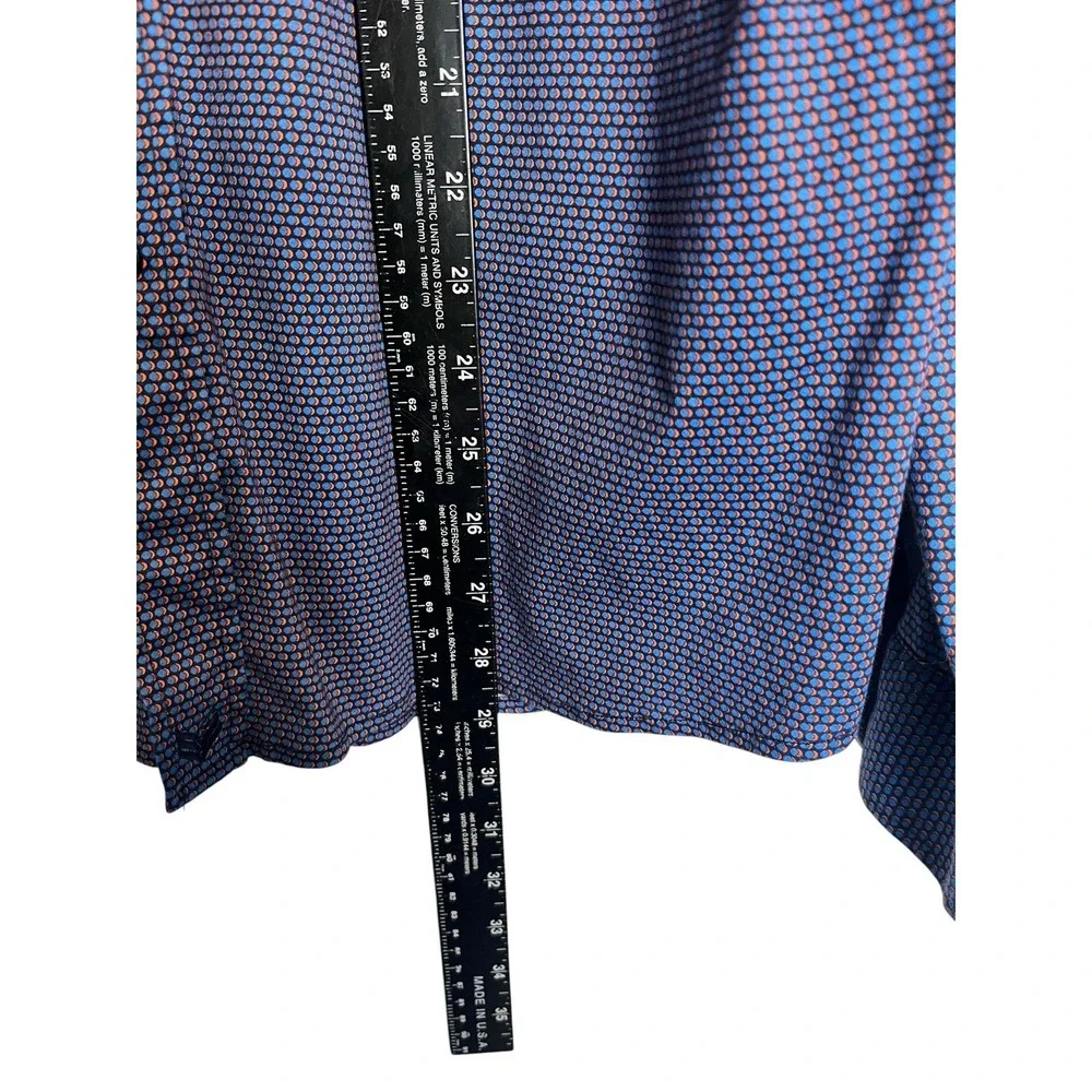 Butter Cloth Sz L Shirt Blue Geometric Circle Pattern Button Up‎ Flip Cuff